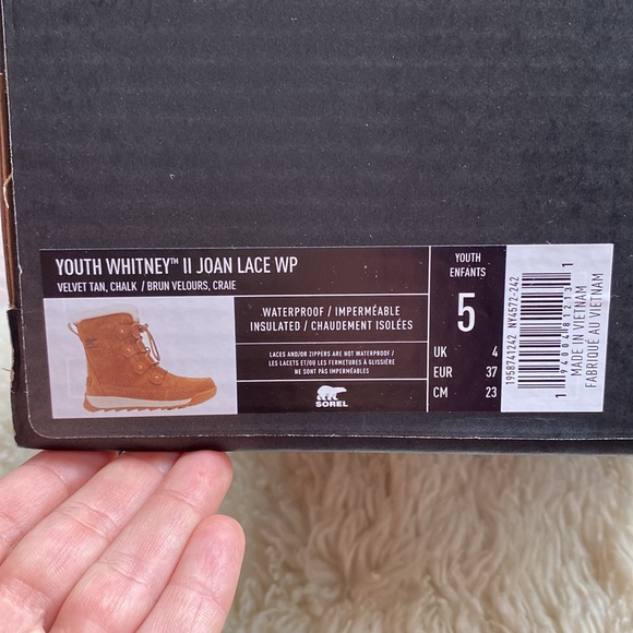 Sorel Youth Whitney II Joan Lace Boot, in Velvet Tan, SZ 5 - Picture 14 of 14